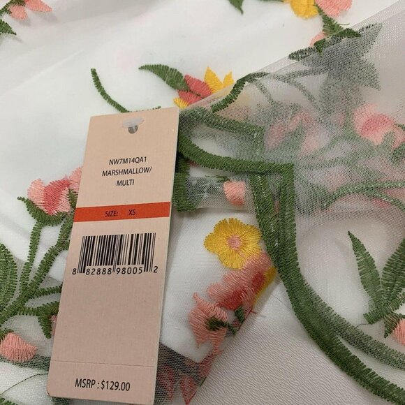 Nanette Lepore Floral Embroidered Off the Shoulder Mesh Blouse Women XS New - Picture 6 of 10